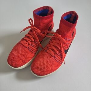Nike LunarEpic Flyknit Mid Athletic Running Shoe orange red mens sz 12